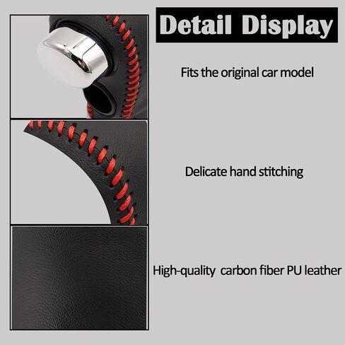 Leather Auto Gear Shift Knob Cover With Needle & Thread Compatible With Honda CR-V 2007-2011, Car Gear Shift Head Cover Transimission Shift Boot Lever Protector Trim-Black leather with red thread in Saudi Arabia