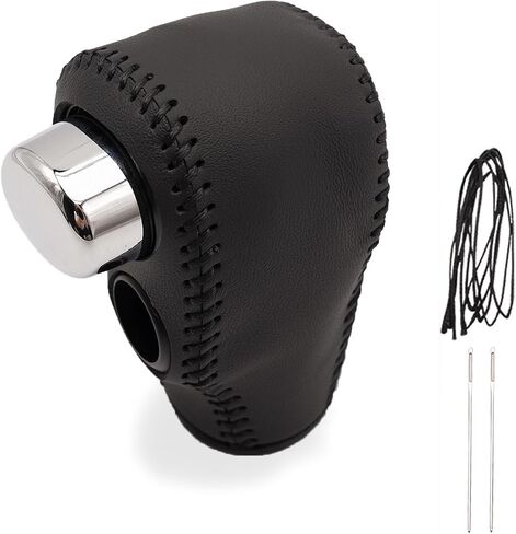 Leather Auto Gear Shift Knob Cover With Needle & Thread Compatible With Honda CR-V 2007-2011, Car Gear Shift Head Cover Transimission Shift Boot Lever Protector Trim-Black leather with red thread in Saudi Arabia