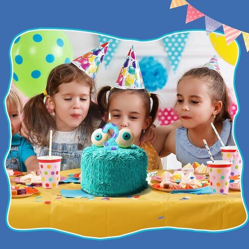 Mtlee رقم عيد ميلاد شمعة الوحش موضوع شموع وحش كعكة أعلى لفتاة بوي عيد ميلاد الطفل الاستحمام الحزب ديكورات اللوازم (بحيرة الأزرق ، 2) in Kuwait