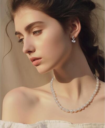 SLUYNZ Sterling Silver CZ Bow Hoop Earrings for Women Teens Love Bow Hoop Earrings Huggie Valentines Day Earrings in Saudi Arabia