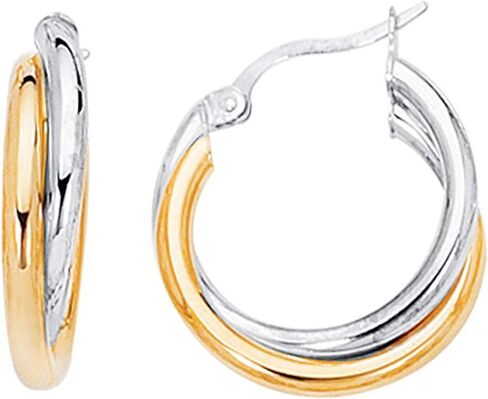 Ritastephens Sterling Silver Gold Plated Two-Tone Polished Intertwined Hoop Earrings (Small, Regular, Large) in Saudi Arabia