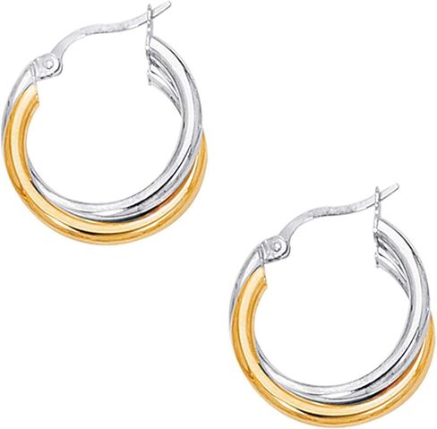 Ritastephens Sterling Silver Gold Plated Two-Tone Polished Intertwined Hoop Earrings (Small, Regular, Large) in Saudi Arabia