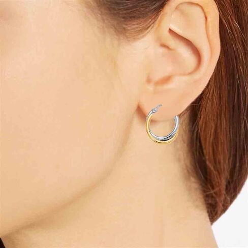 Ritastephens Sterling Silver Gold Plated Two-Tone Polished Intertwined Hoop Earrings (Small, Regular, Large) in Saudi Arabia