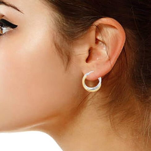 Ritastephens Sterling Silver Gold Plated Two-Tone Polished Intertwined Hoop Earrings (Small, Regular, Large) in Saudi Arabia