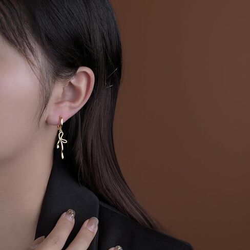 Reffeer Solid 925 Sterling Silver Bow Hoop Earrings Drops for Women Teens Bowknot Hoop Earrings Ribbon Huggie in Saudi Arabia