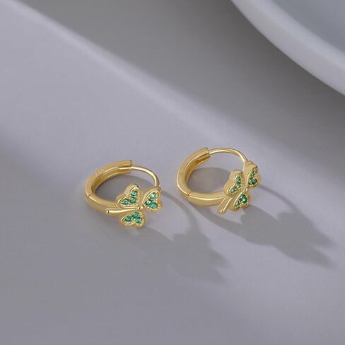 SLUYNZ 925 Sterling Silver Green Love Clover Hoop Earrings for Women Teens Irish Shamrock Huggie Earrings for Summer in Saudi Arabia