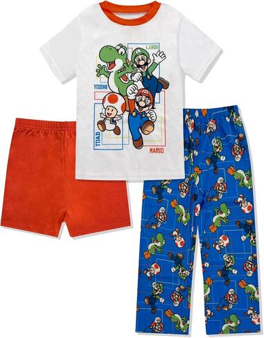 Super Mario Boys Pajama Set - 3 Piece Pants, T-Shirt & Shorts - Sleepwear PJ Set for Kids, Toddler Boys Pajamas in Saudi Arabia