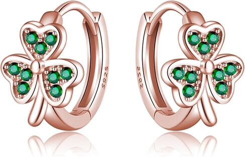 Sluynz 925 Sterling Silver Green Love Clover أقراط للنساء المراهقات الأيرلندية شامروك هوجي أقراط الصيف in Kuwait