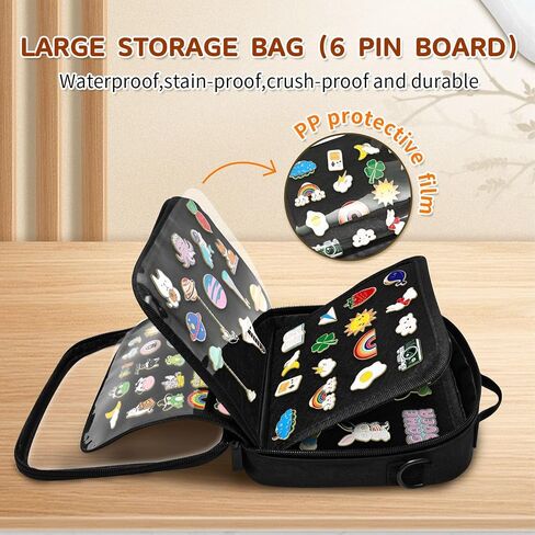 كتاب عرض دبوس المينا ، مجموعة تداول Travel Travel Travel ، Brooch Pin Lover Collector ، لوحة عرض دبوس من طاشية من 6 صفحات مع فيلم واقٍ ومقابض وحزام الكتف ، الأسود in Kuwait