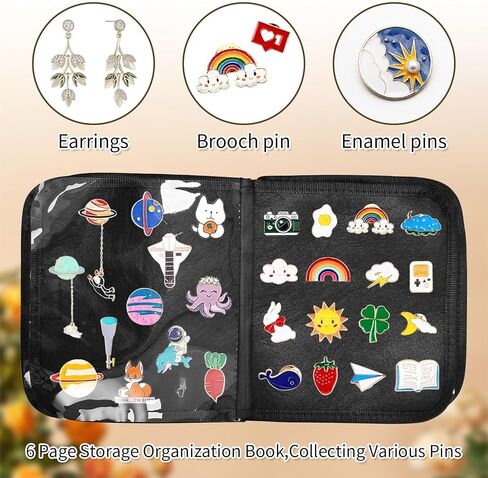 كتاب عرض دبوس المينا ، مجموعة تداول Travel Travel Travel ، Brooch Pin Lover Collector ، لوحة عرض دبوس من طاشية من 6 صفحات مع فيلم واقٍ ومقابض وحزام الكتف ، الأسود in Kuwait