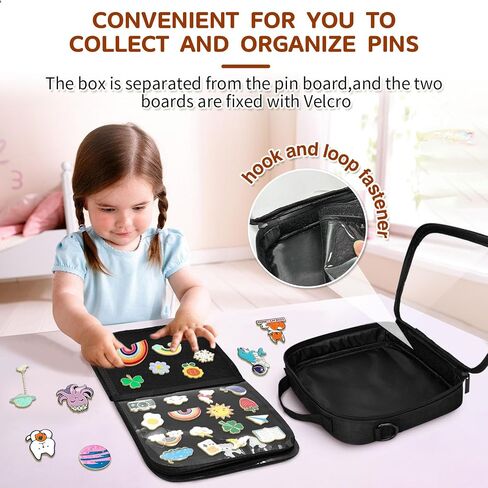 كتاب عرض دبوس المينا ، مجموعة تداول Travel Travel Travel ، Brooch Pin Lover Collector ، لوحة عرض دبوس من طاشية من 6 صفحات مع فيلم واقٍ ومقابض وحزام الكتف ، الأسود in Kuwait