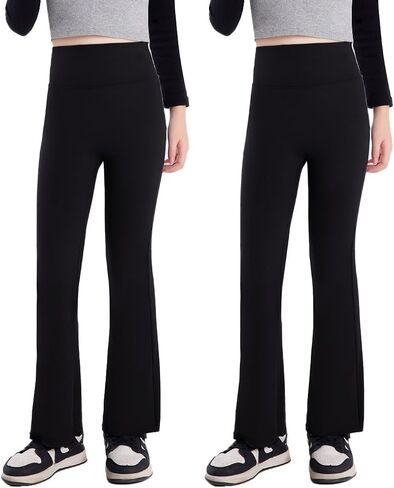 Girls Flare Leggings Teen High Waisted Bell Bottom Pants Dance Yoga Long Bootcut Active Pants for 4-15 Years in Saudi Arabia