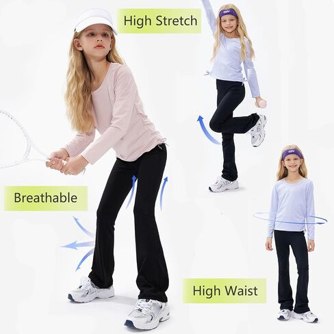 Girls Flare Leggings Teen High Waisted Bell Bottom Pants Dance Yoga Long Bootcut Active Pants for 4-15 Years in Saudi Arabia