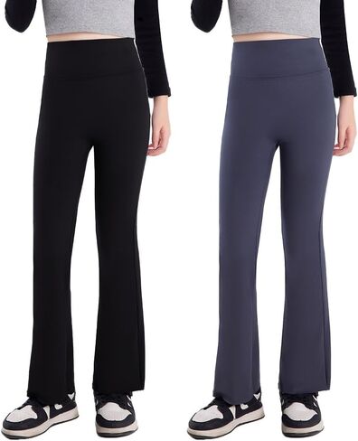 Girls Flare Leggings Teen High Waisted Bell Bottom Pants Dance Yoga Long Bootcut Active Pants for 4-15 Years in Saudi Arabia