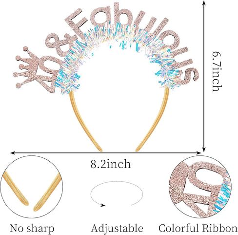 AOPRIE 40 & Fabulous Birthday Sash for Women Birthday Tiara & Crowns Headbands for Girls Happy Birthday Accessories Favor Supllies Rose Gold, 2 Pack in Saudi Arabia