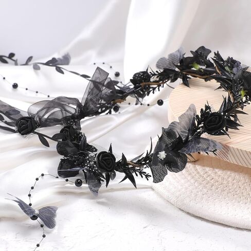 Mostory Fairy Flower Headpeice for Women و Woodland Elf Crown with Butterfly و Vines for Fairy Costume Renaissance Cosplay in Saudi Arabia