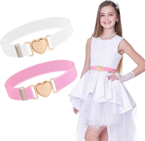 Kids Elastic Belt for Girls, 2PCS Adjustable Toddler Stretch Belts for Waist Size 15-30" Pants Jeans Dress Boys Girls in Kuwait