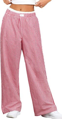 Women Pajama Pants Striped Wide Leg Elastic Waist Lounge Pj Bottoms Sleepwear in Saudi Arabia