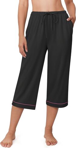Ekouaer Womens Pajamas Pants Capri PJ القيعان مع جيوب مريحة الرباط المطبوعة سروال ناعم ناعم in Kuwait