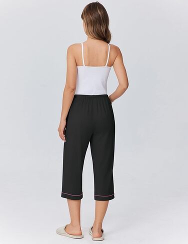 Ekouaer Womens Pajamas Pants Capri PJ القيعان مع جيوب مريحة الرباط المطبوعة سروال ناعم ناعم in Kuwait