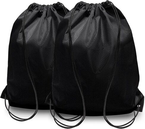 HIIXHC 2-Pack Black Drawstring Backpacks, X-Large 22.4"x17.5", Lightweight & Washable, Perfect for Gym, Sports, Travel - Men & Women (2, Black) in Kuwait