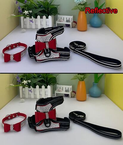 نيوتنسينا 3 قطع ربطات عنق بلينغ لطيف للكلاب وطوق للكلاب مع مقود للكلاب - وردي - M in Kuwait