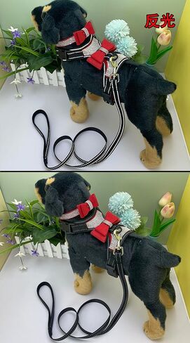 نيوتنسينا 3 قطع ربطات عنق بلينغ لطيف للكلاب وطوق للكلاب مع مقود للكلاب - وردي - M in Kuwait