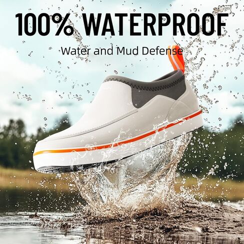 Furuian Men's Deck Shoes, Short Deck Boots Rain Boots Waterproof Rain Fishing Shoes Slip-on Rubber Loafers Lightweight Shoes for Walk Boating Sailing & Gardening in Kuwait