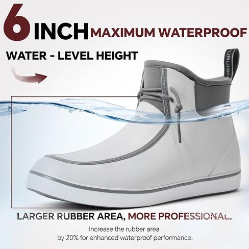 Furuian Deck Boots for Men Waterproof Rain Boots Durable Rubber Boots Comfortable Fishing Loafers Slip On Moc Toe Shoes Non Slip Boat Shoes for Fishing, Gardening, Daily, Working, Sailing in Kuwait