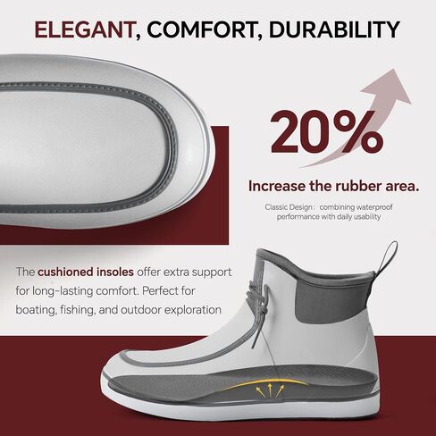 Furuian Deck Boots for Men Waterproof Rain Boots Durable Rubber Boots Comfortable Fishing Loafers Slip On Moc Toe Shoes Non Slip Boat Shoes for Fishing, Gardening, Daily, Working, Sailing in Kuwait