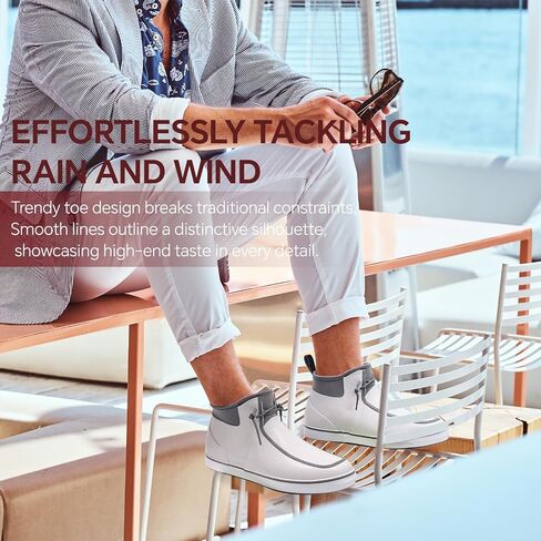 Furuian Deck Boots for Men Waterproof Rain Boots Durable Rubber Boots Comfortable Fishing Loafers Slip On Moc Toe Shoes Non Slip Boat Shoes for Fishing, Gardening, Daily, Working, Sailing in Kuwait