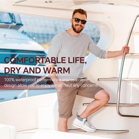 Furuian Deck Boots for Men Waterproof Rain Boots Durable Rubber Boots Comfortable Fishing Loafers Slip On Moc Toe Shoes Non Slip Boat Shoes for Fishing, Gardening, Daily, Working, Sailing in Kuwait