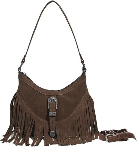 Sunwel Fashion Women Western Small Fringe Underarm Purse Shoulder Bag Vegan Suede Hippie Crossbody Bag with Tassel in Saudi Arabia