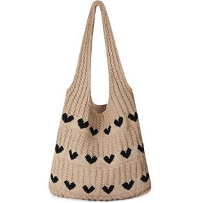 Pleneal Crochet Tote Bag, Mesh Beach Bag, Knitted Shoulder Bag Vacation Arsthetic Boho Tote Bag for Women