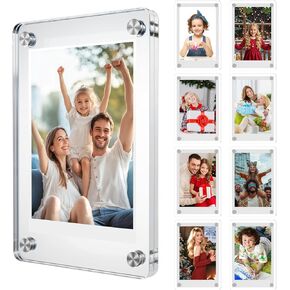 8 عبوة القيمة الإطارات الأكريليك ثلاجة مغناطيسية-إطار مزدوج الجوانب instax & polaroid-مغناطيس قوي للثلاجة ، الخزانة والجدار-2.3 × 3.5 بوصة-شفافة