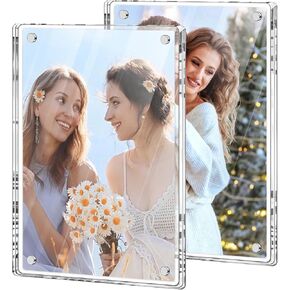 Fowcarol 4x6 إطار أكريليك مغناطيسي ، إطارات مغناطيسية للثلاجة الأكريلية ، إطارات صور أكريليك للثلاجة.