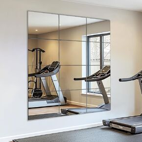 Vasuhome Home Gym Mirrors 12 بوصة × 12pcs ، وبلاط مرآة مركبة على الحائط الزجاجي HD لصالة الألعاب الرياضية المنزلية وغرفة النوم وغرفة المعيشة والباب والخزانة