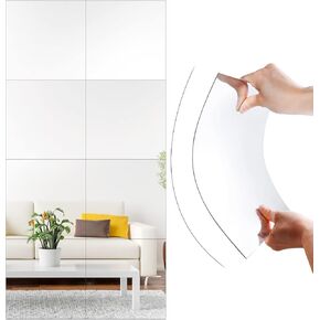 SLDIYWOW Wall Mirror Full Length, 4Pcs Full Body Mirror for Bedroom, Safety Unbreakable Mirror Great for Baby Kids Toddler, Full Body Mirror Tiles for Bedroom, Home Gym, Living Room