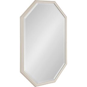 Kate and Laurel Oakhurst التقليدية مرآة الجدار المثمن ، 24 × 36 ، أبيض ناعم ، مرآة تصريح عتيقة مع إطار متدرج وتصميم حافة مشطوفة