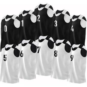 Reversible Basketball Jersey | 10-Pack W/Numbers | Men's Team Pinnies | Practice Mesh Uniform Set | Black and White