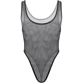 JIAHG Men's Sissy Lace Bodysuit Sheer Mesh Lingerie with Low Cut T-Back One Piece Leotard Sleeveless Sexy Fishnet Underwear in Kuwait