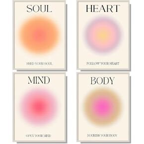 NCYEL 4 colorful abstract halo posters angel number positive energy inspirational language inspirational wall art bedroom girls room pink decoration living room bedroom apartment hotel dormitory 8x10