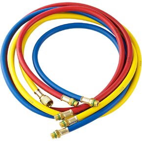 R1234YF AC STIRGERANT CHARGING HOMES ، 5 ​​أقدام AC مجموعة خرطوم المقياس من أجل R1234YF حالة التبريد ، 1/2 "خيط SAE ، 800 رطل/ج بوصة A/C أنبوب خرطوم الشحن 60 بوصة