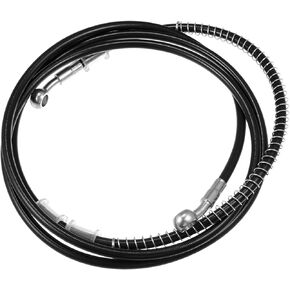 Hydraulic Brake Hose Line Pipeline, 220cm 86.61" 10mm 0.39" Braided Oil Pipe with Tube Nut Universal for Motorcycle ATV Dirt Bike Go Kart Durable Stainless Steel Black with Spring