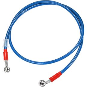 120cm 47.24" Length 10mm ID Motorcycle Hydraulic Brake Line Oil Hose Pipe 28° 0° Stainless Steel Braided Cable for ATV Motocross Sport Bikes Blue Replacement
