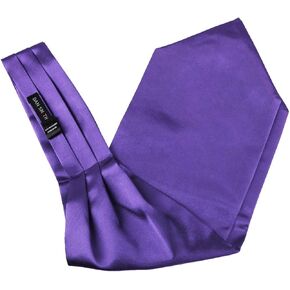 DAN SMITH Long-Self Ascot Scarves For Men Purple Plain Long-Self Cravats Silk Touch 53" Big Jungle Back To School C.C.AQ.G.008 Dark Violet