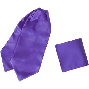 Dan Smith Long-Self Cravat Tie Ascot For Party Solid 135-Cm-Long Tall Long-Self Cravat Scarves Pocket-Square Set Purple Admission To A School Teens C.C.AQ.H.008 Dark Violet Satin