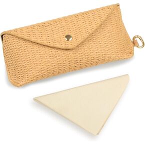 Straw Sunglasses Case,Hard Glasses Case with Attachment Clip Eyeglass Pouch for Travel Vacation