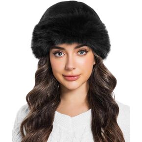 Women's Faux Fur Fluffy Bucket Hat Winter Warm Fuzzy Mongolian Hat Fisherman Cap Beanie