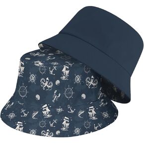 Unisex Print Double Side Wear Summer Reversible Sun Fishing Bucket Hat for Men Women Teens,Tropic Vibes